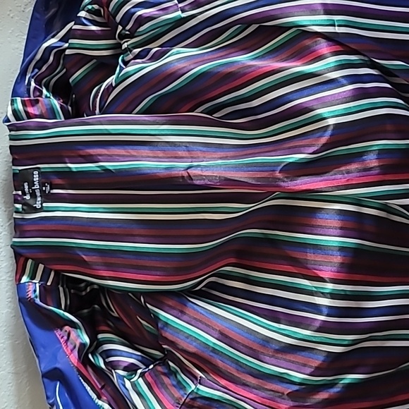 Raincoat size M  from Dennis basso, blue, patent PU, shiny! Striped l… - Picture 7 of 9